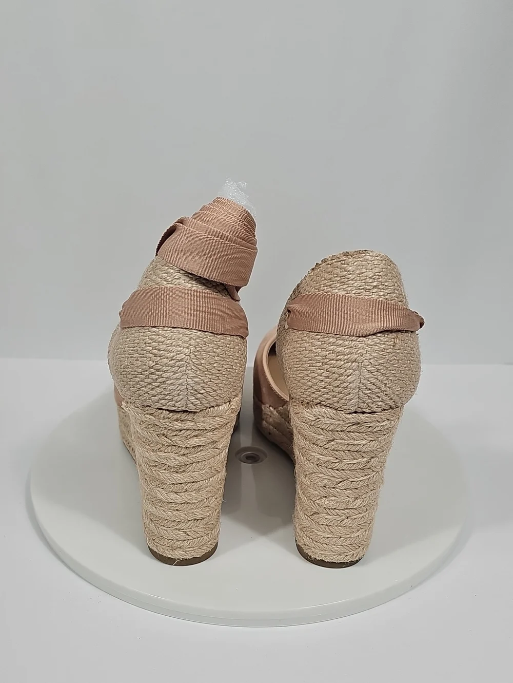 ON 34th Melindaa Espadrille Wedge Lace Up Sandals Nude Blush 10 NIB